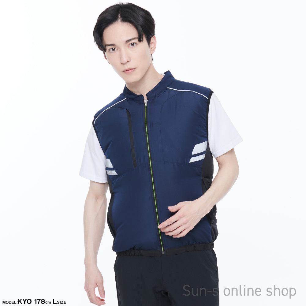 サンエス 空調風神服 反射パイピング付き 安全性の高い脇ファンワークベスト 【ベスト】KF92322