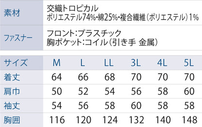 サンエス 空調風神服 軽やかで型崩れしにくいスタンダードデザイン 【長袖ワークブルゾン】 KF90470