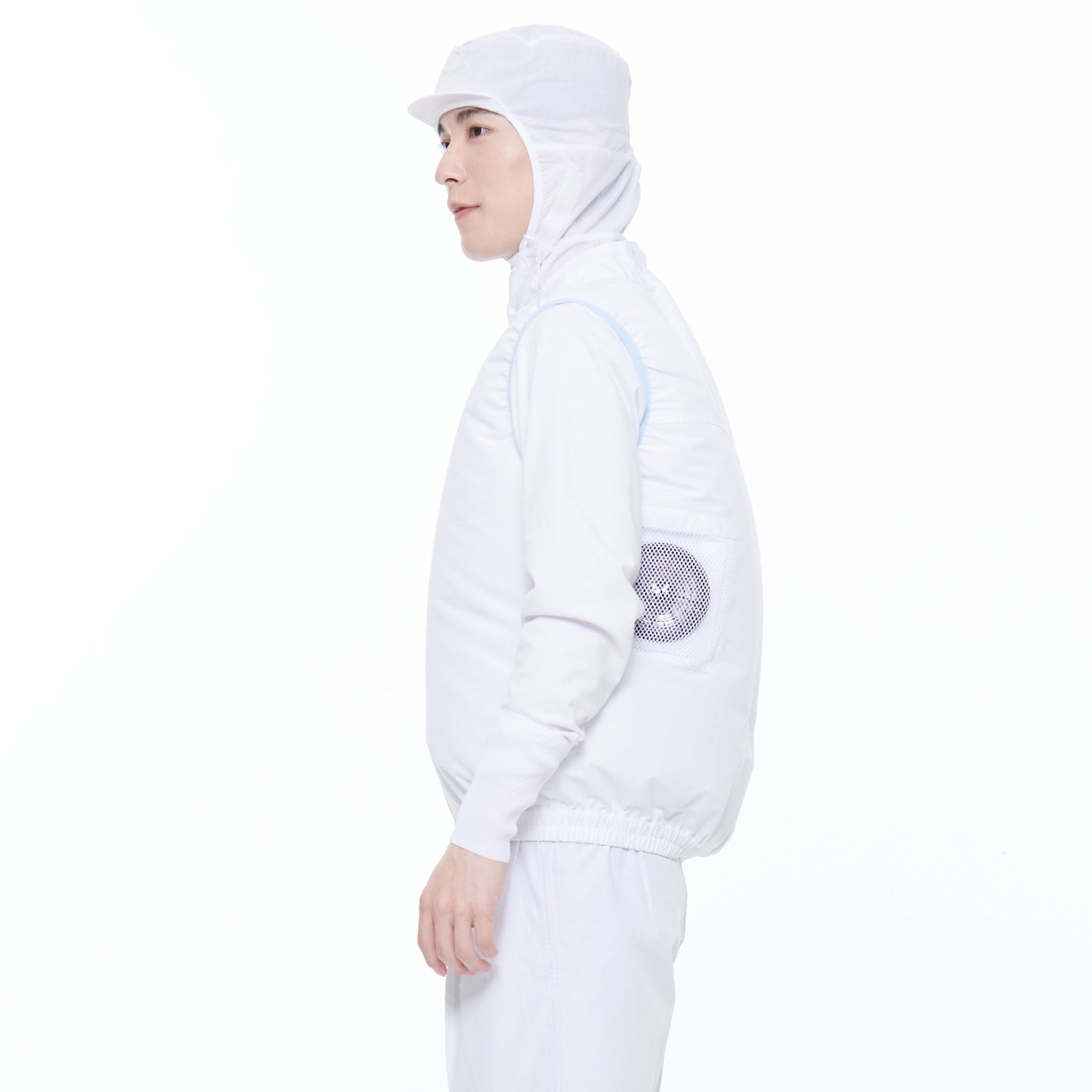 食品工場用白衣 空調風神服® フードマイスター 白衣ベスト セミ